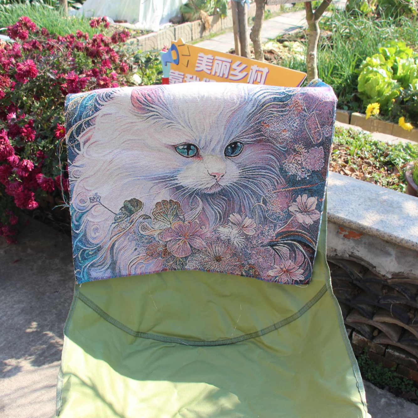 波斯猫提花布面料民族风蒲团榻榻米实木坐垫椅垫套子