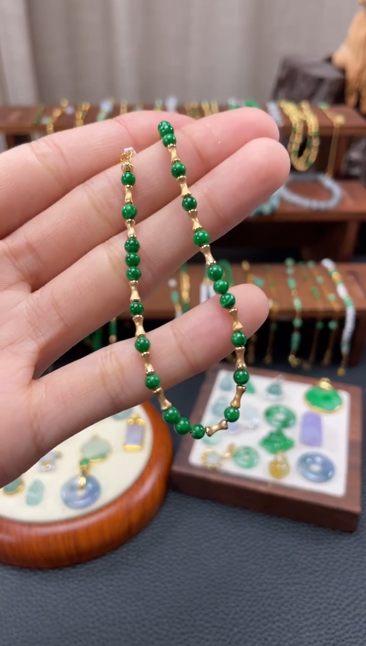 【闪购商品】翡翠套链18K金镶嵌多样性发货一个  JK153