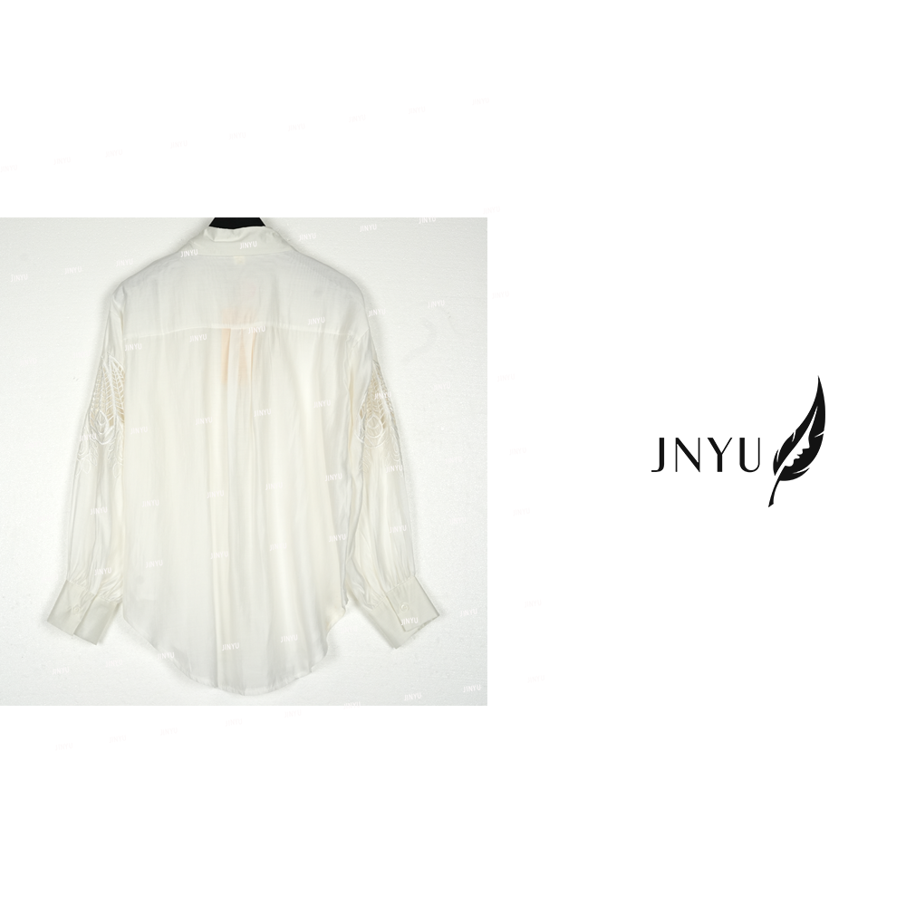 【JNYU】2025早春新款百搭剪纸镂空工艺灯笼袖衬衫JYWH131093056