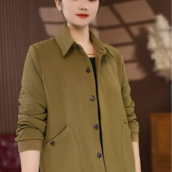 新款早秋秋季妈妈装气质女士纯色开衫外套时尚休闲百搭宽松遮肚