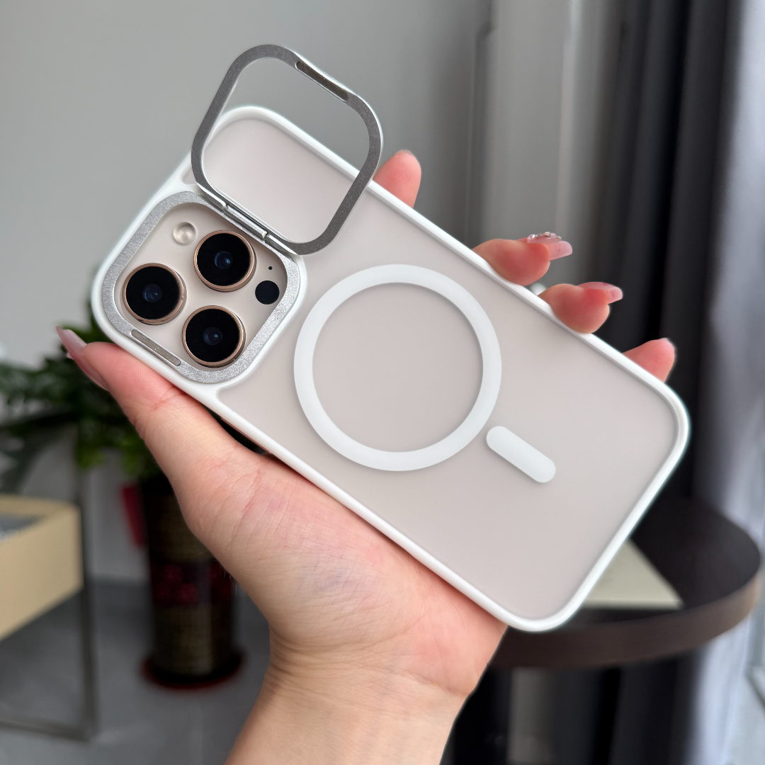 小贝壳•镜头支架折叠肤感防摔防滑磁吸壳磨砂手机壳半透明手机壳