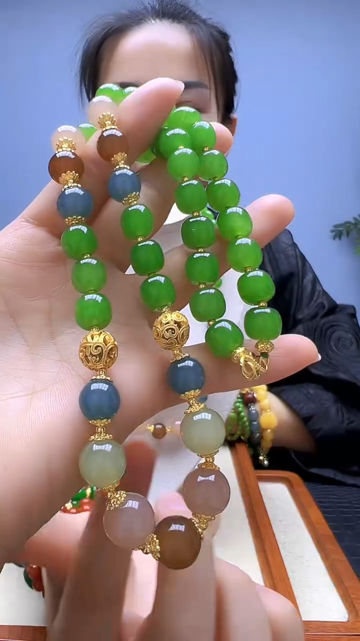 非金属珐琅非金属无高货diy劲饰古珠项链
