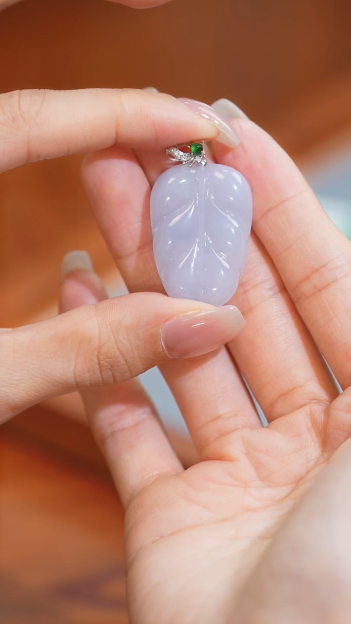 翡翠18K金镶嵌吊坠(不含链)叶子 | 1580+0