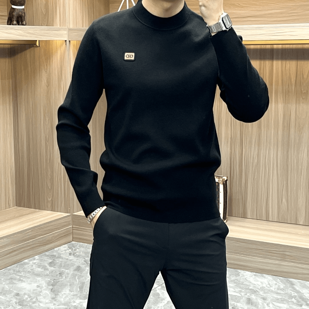 2025冬季新款时尚简约男士长袖针织衫半高领休闲百搭纯色打底毛衣