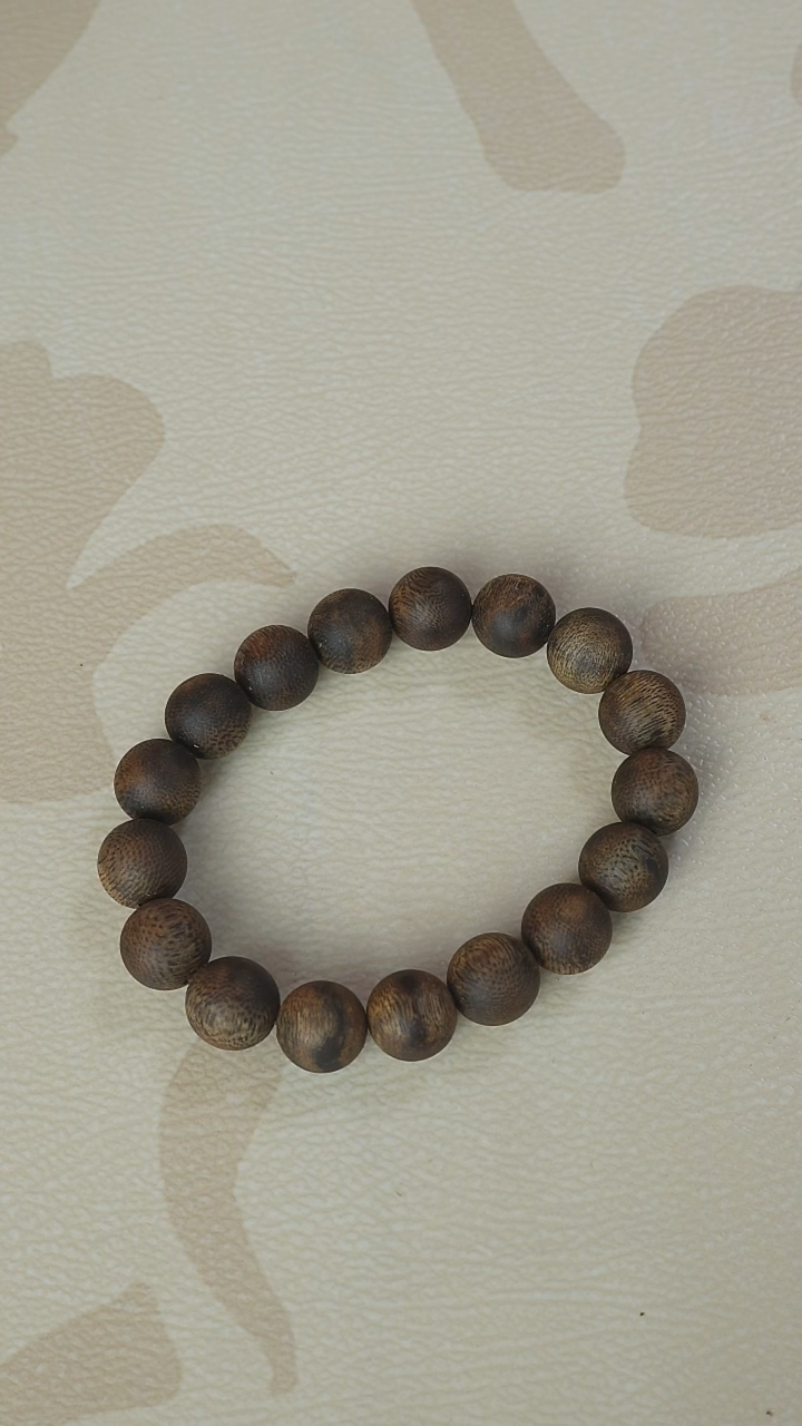 沉香手串王海南天然虫漏卡12单圈圆珠