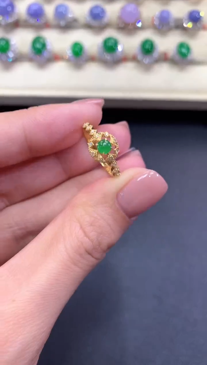 【闪购商品】翡翠戒指18K金镶嵌a10