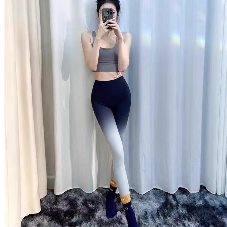 渐变蜜桃臀高腰收腹女款健身瑜伽裤提臀训练跑步运动紧身弹力裤