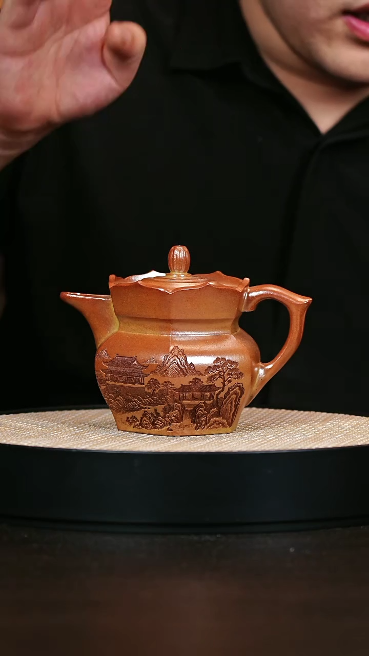 茶壶紫砂六方僧帽 柴烧