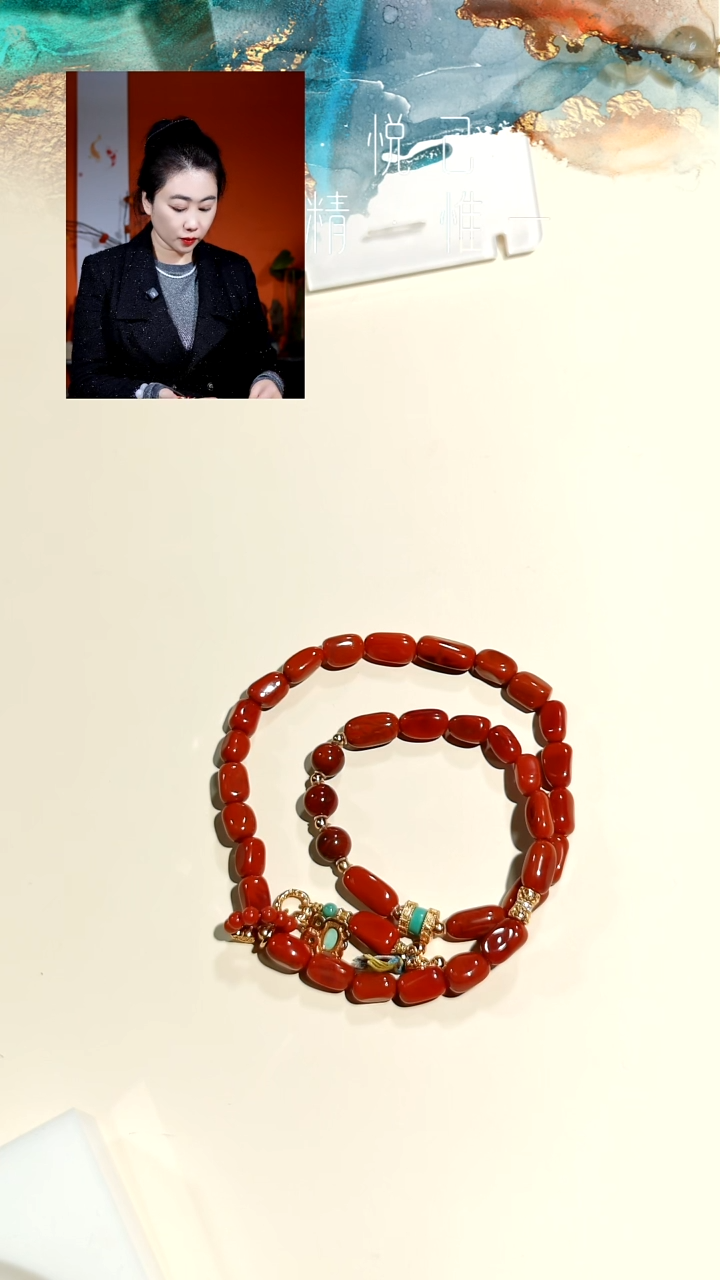 银S925镶嵌双圈南红玛瑙小*手链