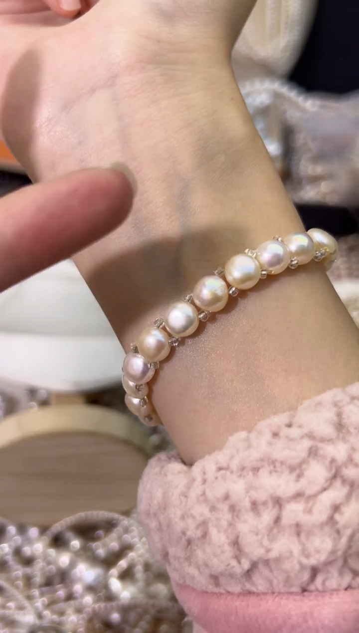 【闪购商品】淡水珍珠手链未镶嵌强光*珍珠弹力绳