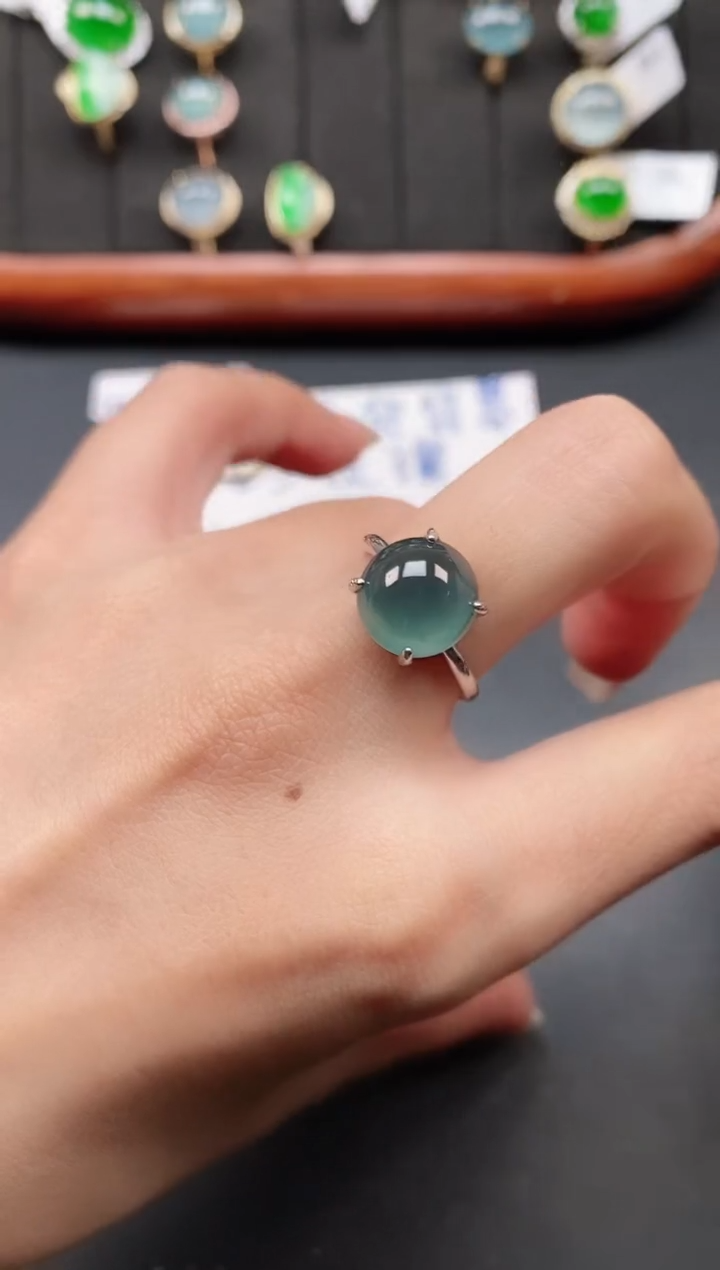 银S925镶嵌戒指翡翠11