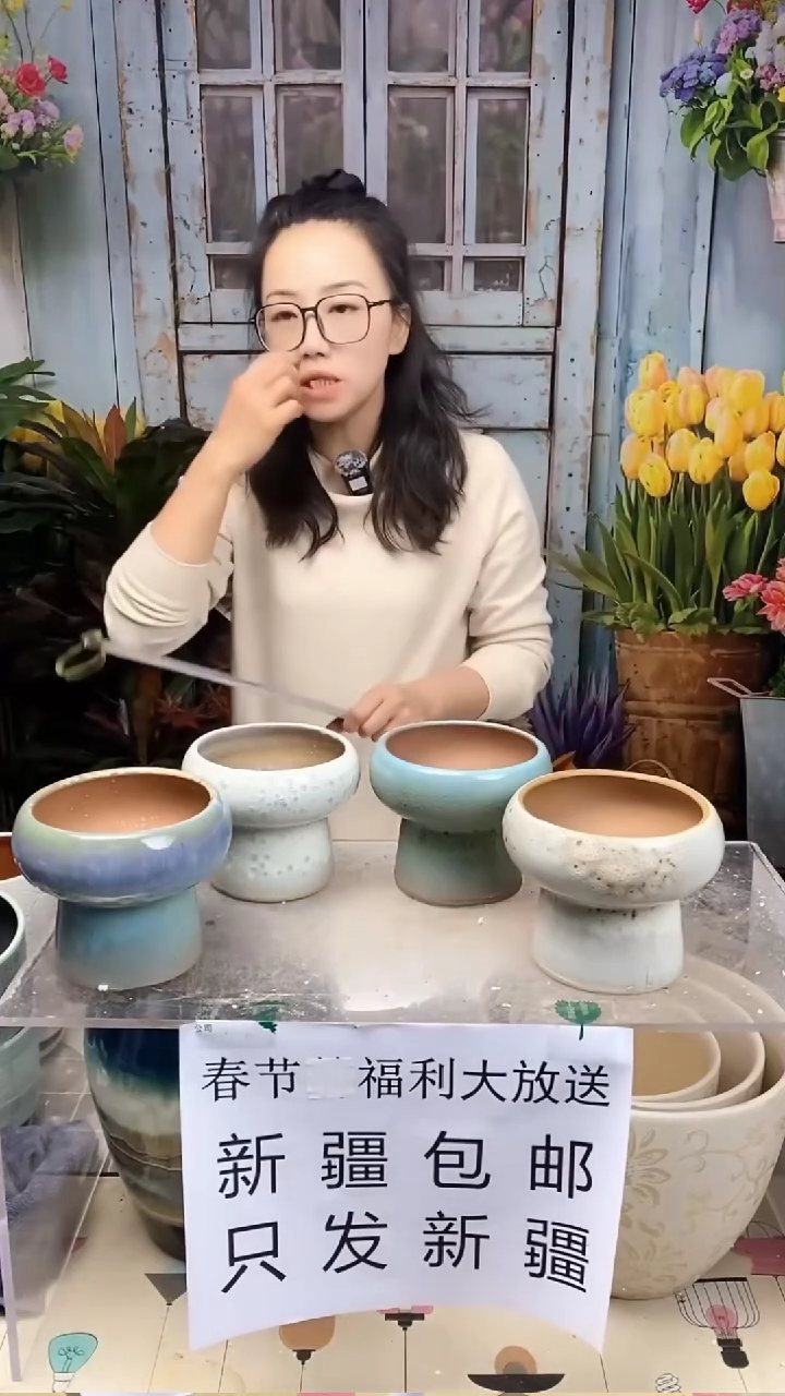 【闪购商品】红陶蘑菇盆4个装