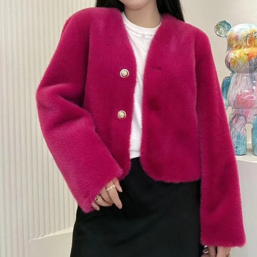 020粒扣时装周时尚女装毛毛外套