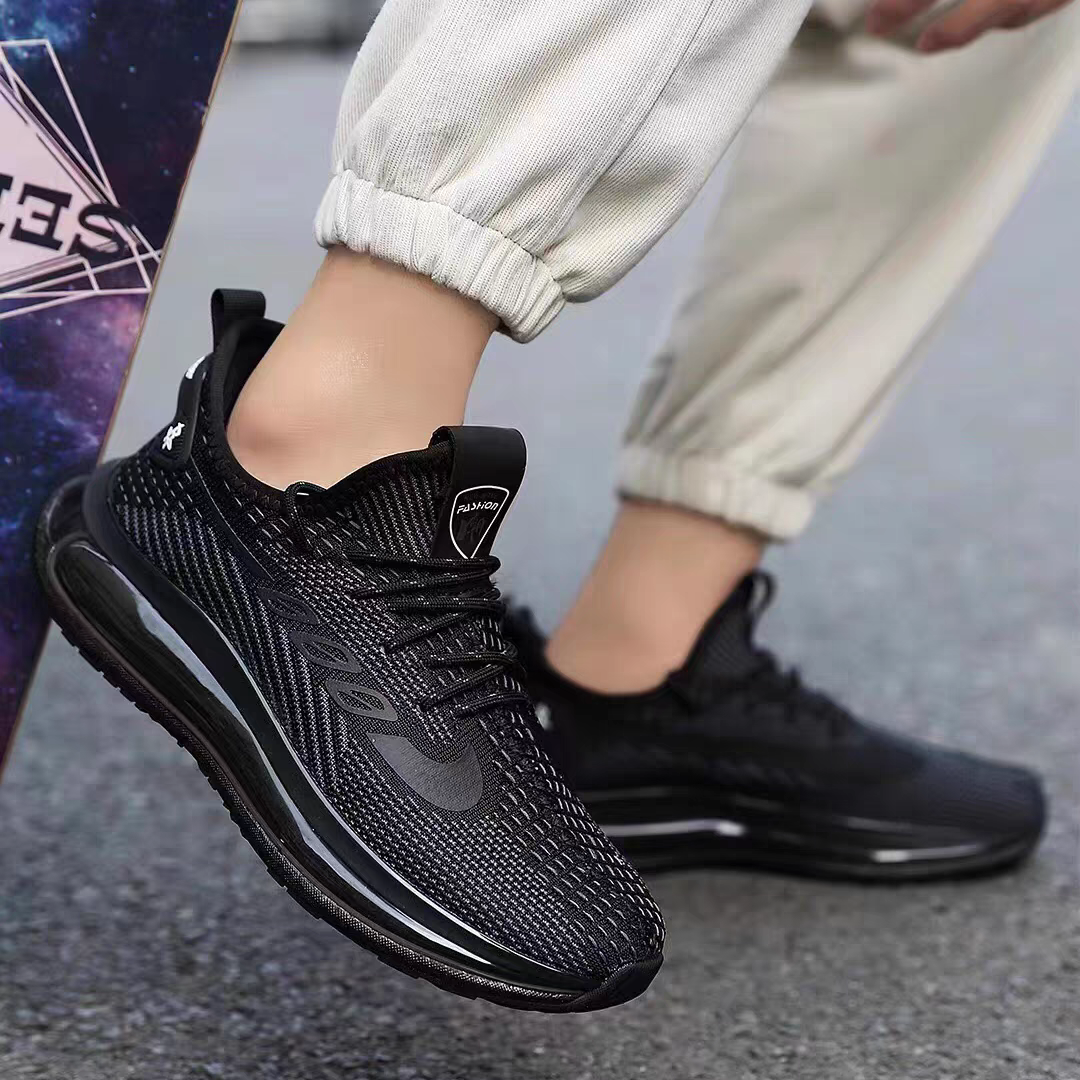 JSH四季网面黑色男鞋耐磨减震纯色跑步工作鞋防滑透气运动鞋