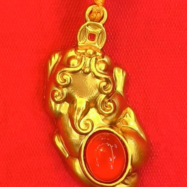 【香港ZHOUFU】高端大气国风黄色貔貅典藏饰品吊坠-无礼盒