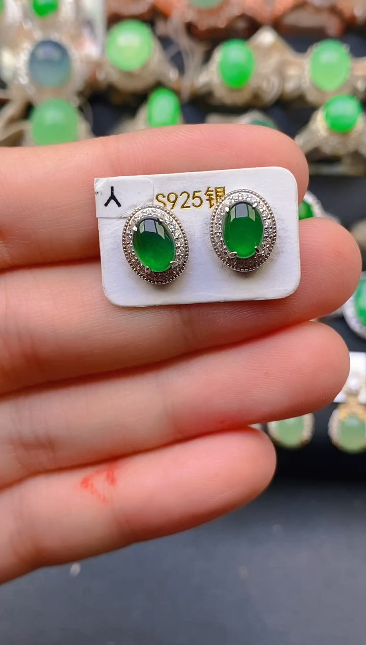 【闪购商品】翡翠戒指银S925镶嵌天然A货翡翠1