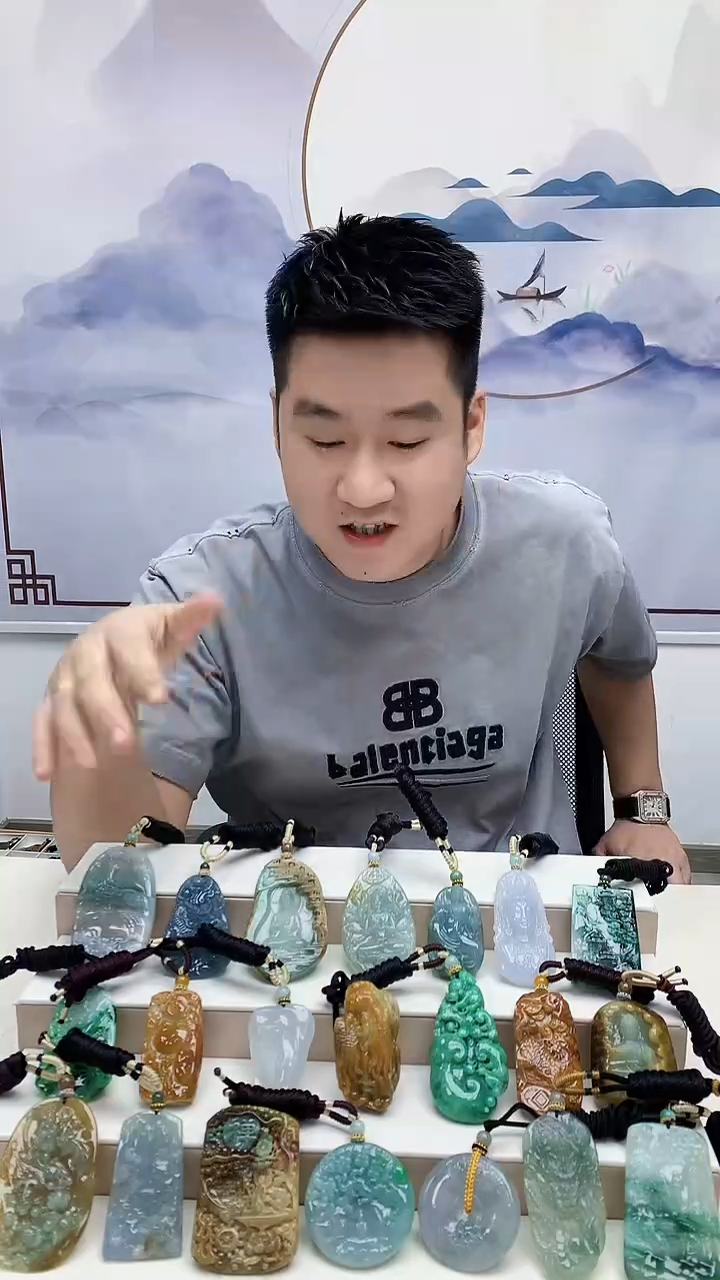 未镶嵌定制翡翠河**?5028ry-毛货挂件