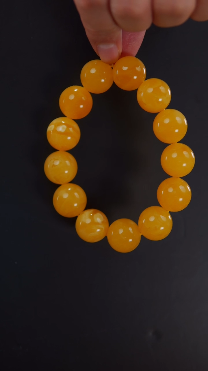 【闪购商品】蜜蜡手链未镶嵌焦皮圆珠手串48.42