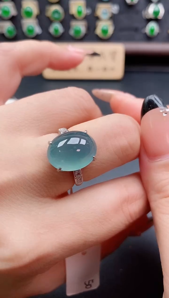 银S925镶嵌戒指翡翠1