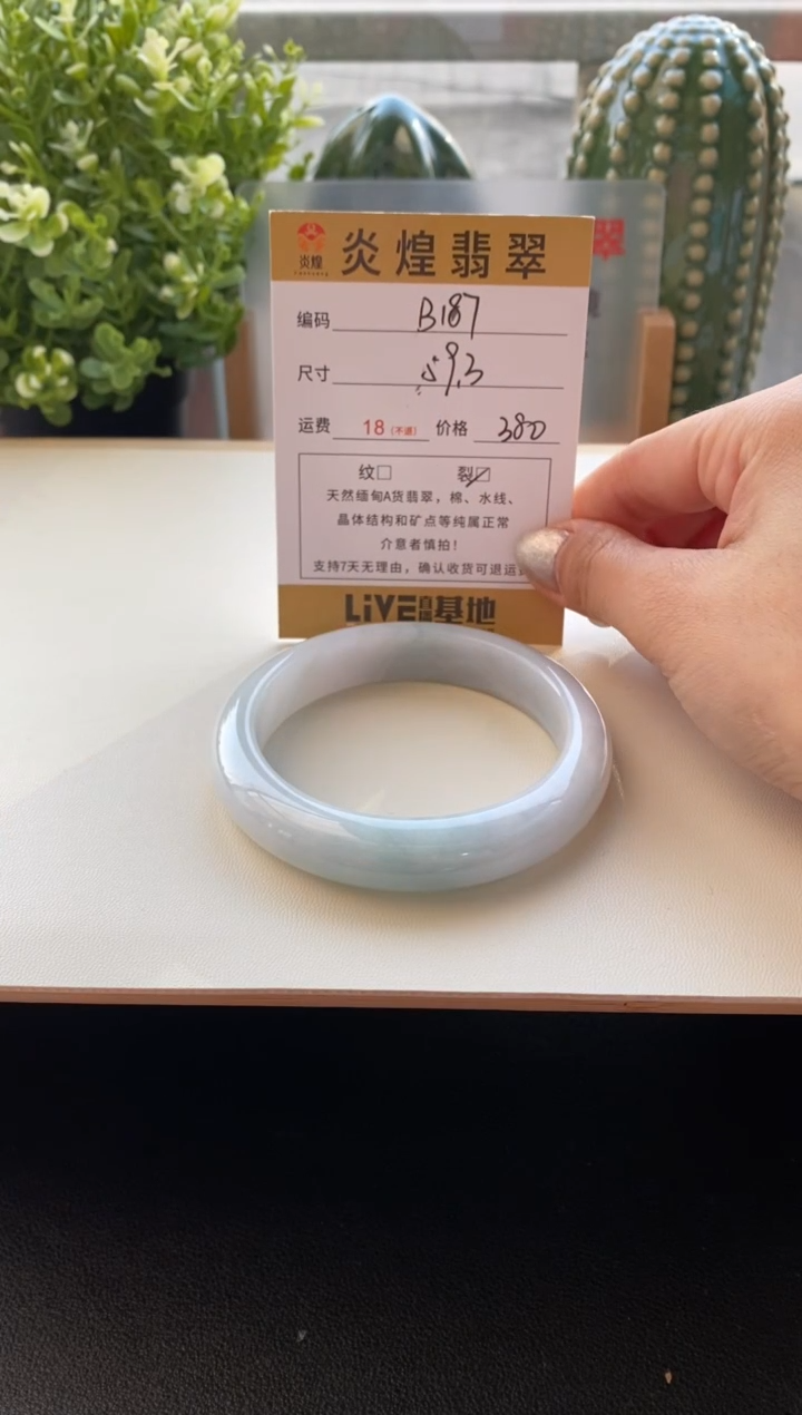 未镶嵌手镯翡翠圈口59.3编码B187