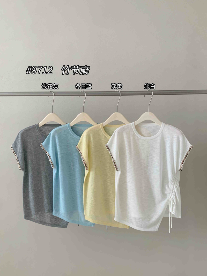 【素简.970112】夏季新款竹节麻重工抽绳显瘦女装上新针织衫