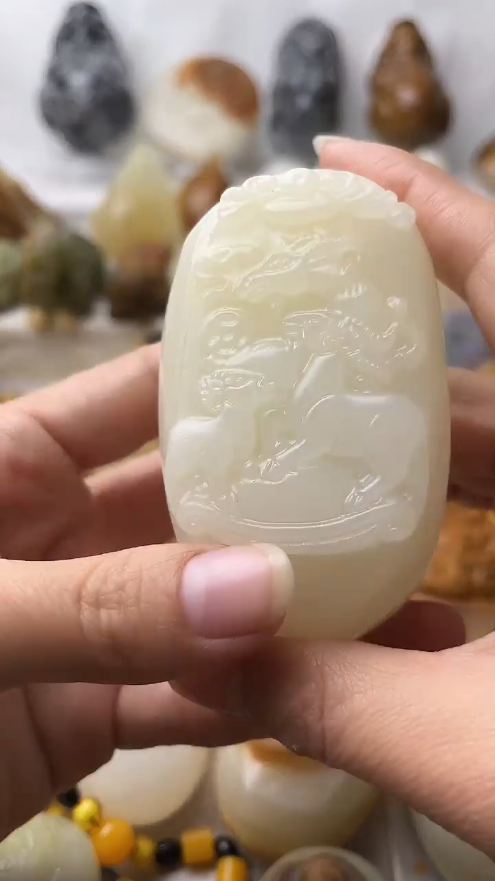 石材古青石棉纹正常不退换三羊开泰微瑕