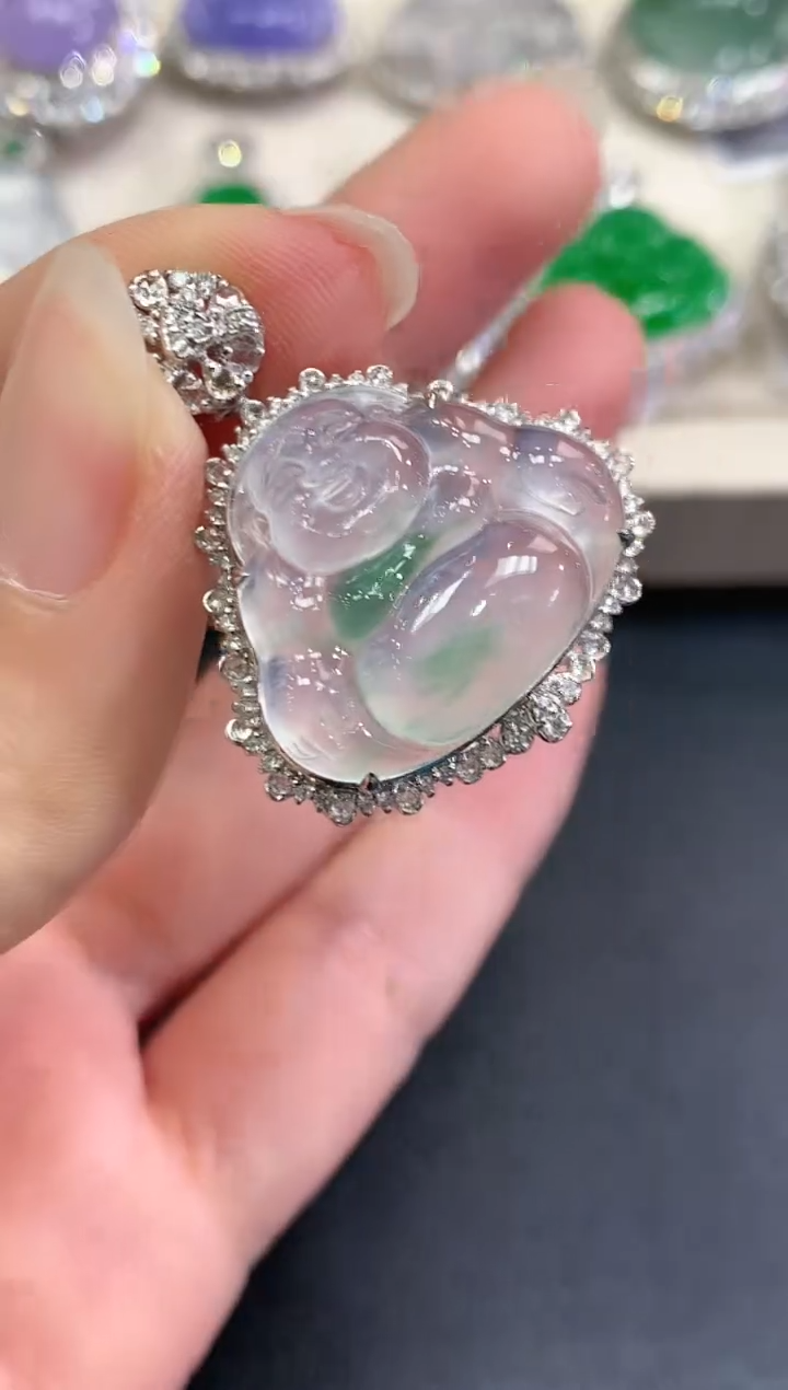 【闪购商品】翡翠吊坠(不含链)18K金镶嵌b173   