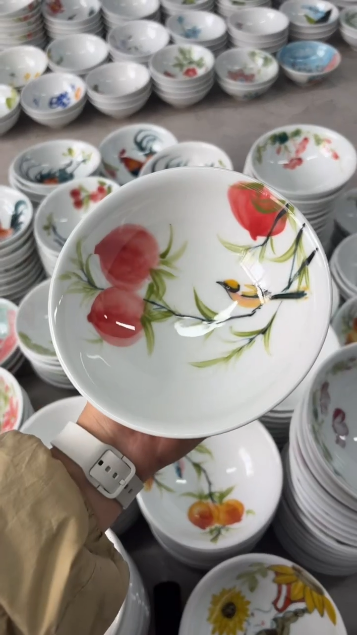 瓷片景德镇高温陶瓷食品级手绘釉中彩-壮壮碗