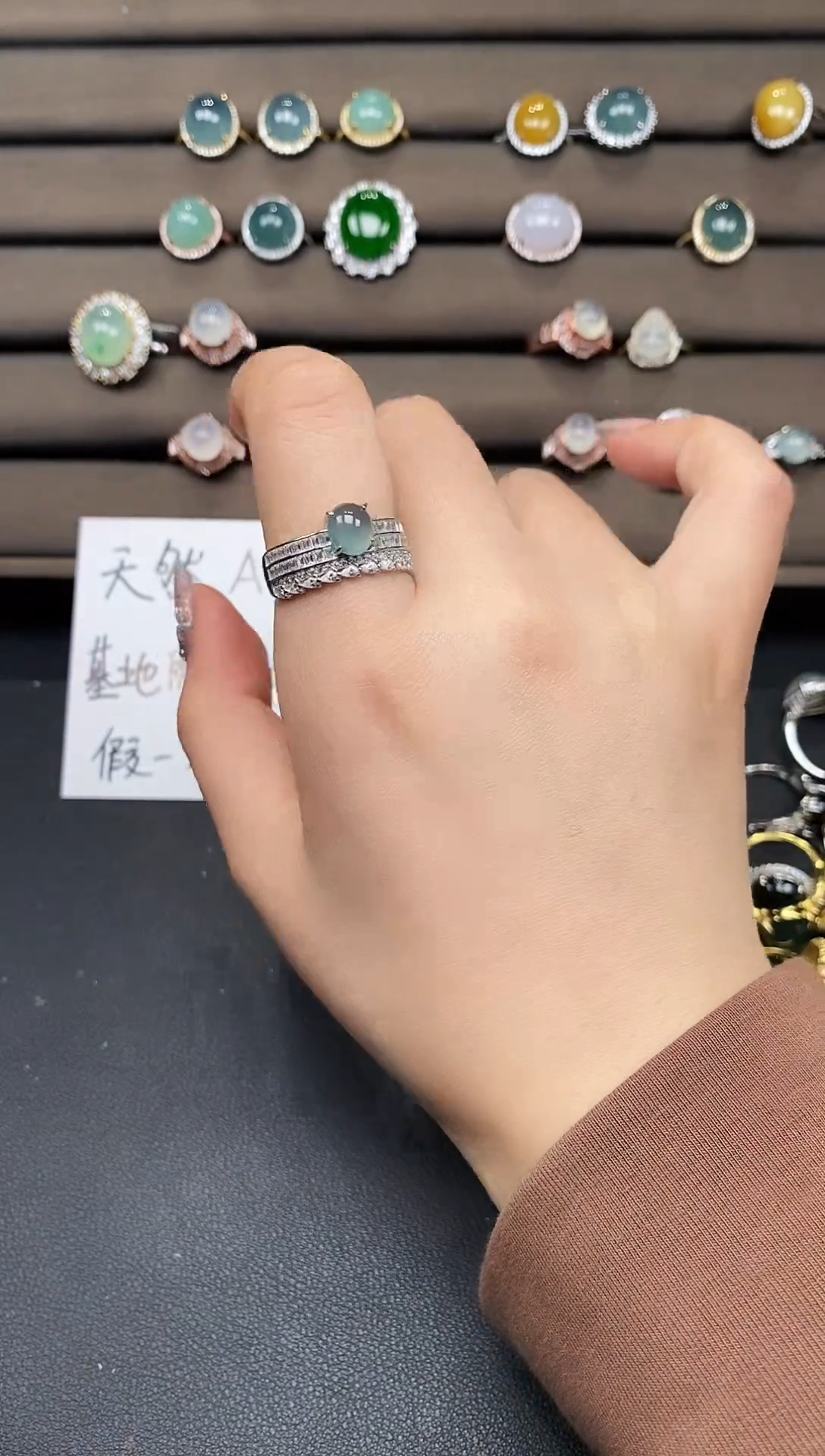 银S925镶嵌戒指翡翠111