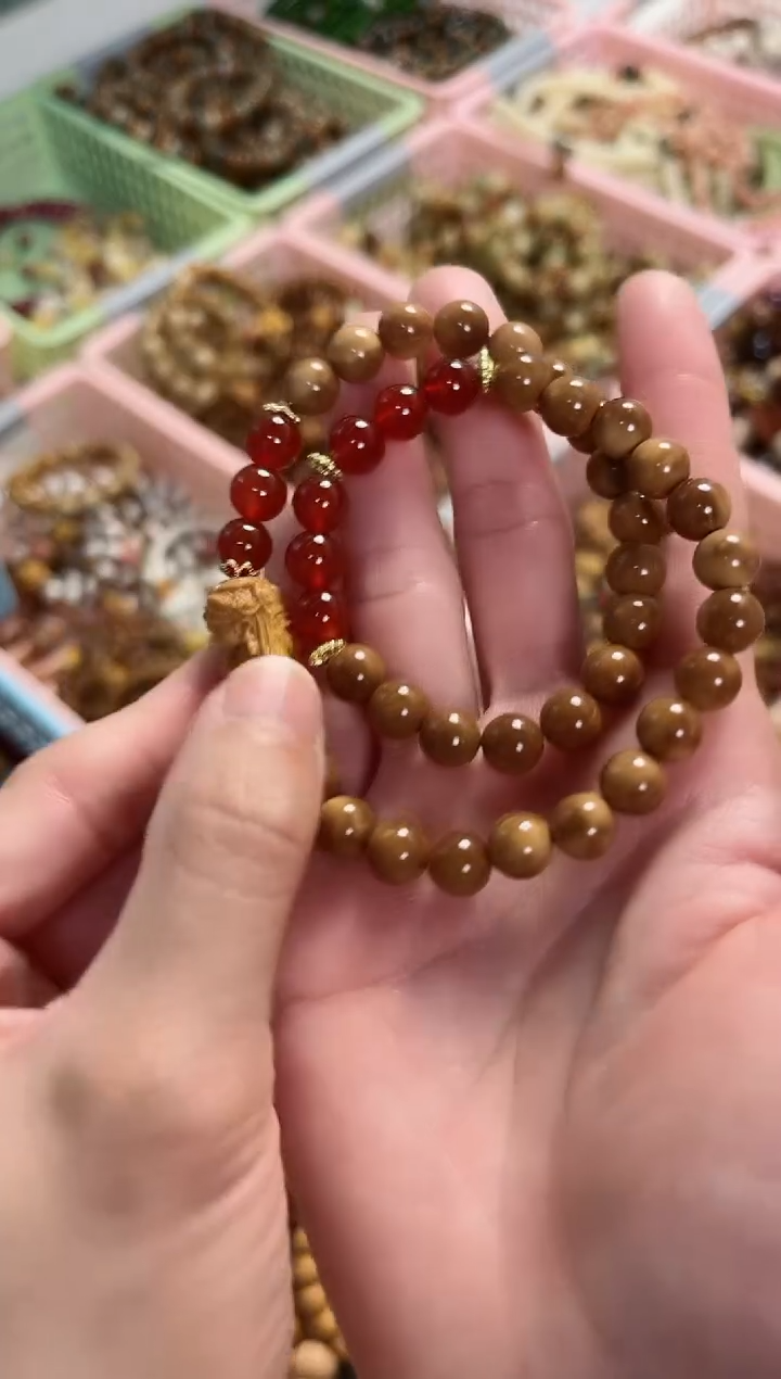 【闪购商品】库克手串库克圆珠8mm 双圈红