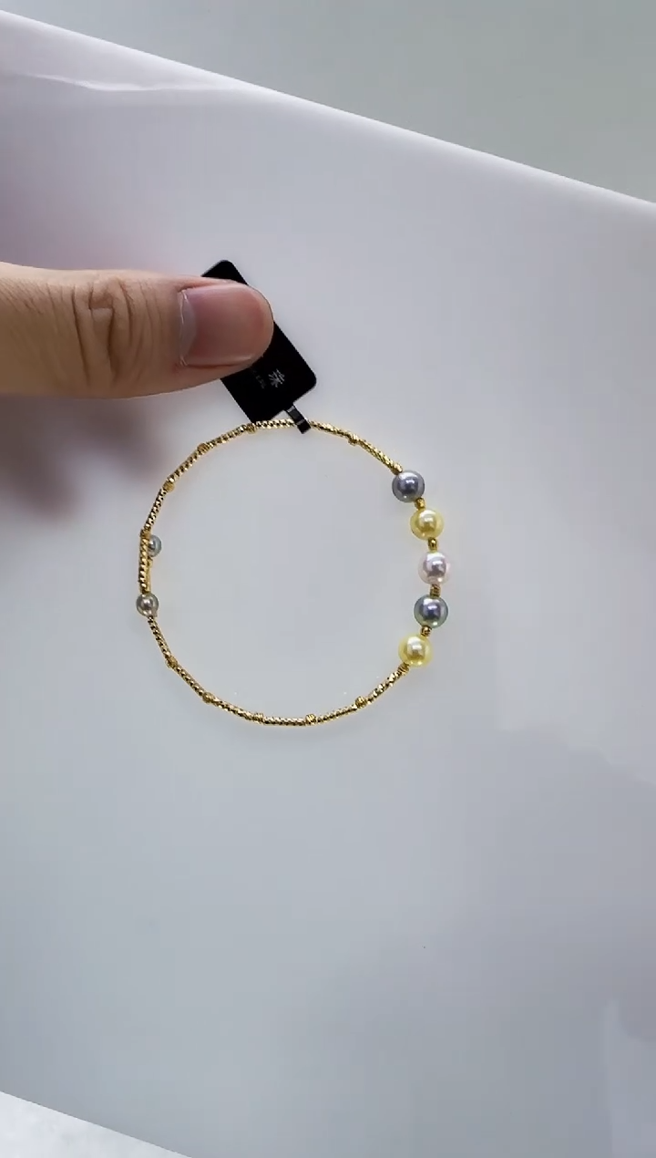 银S925镶嵌海水珍珠DA 糖果手镯  A089