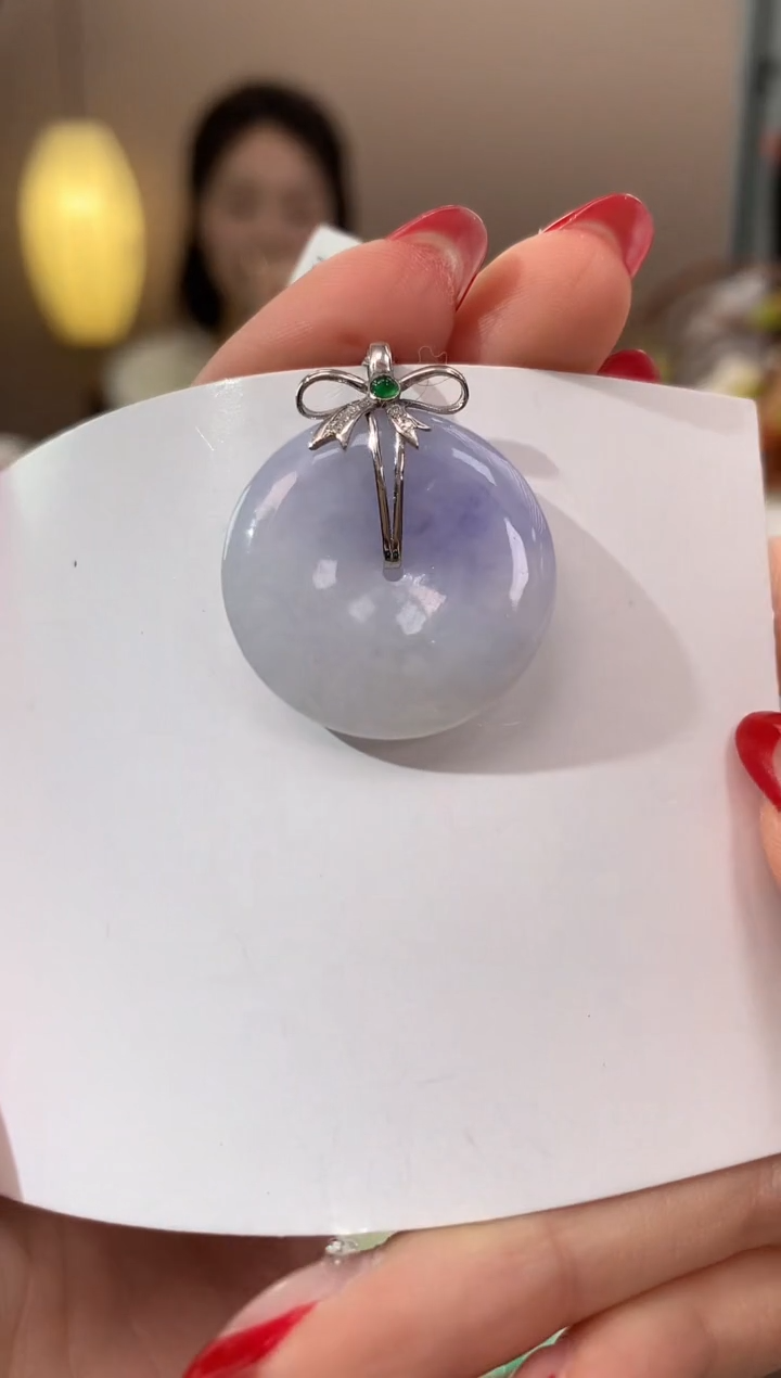 【闪购商品】翡翠颈饰18K金镶嵌天然缅甸a货翡翠