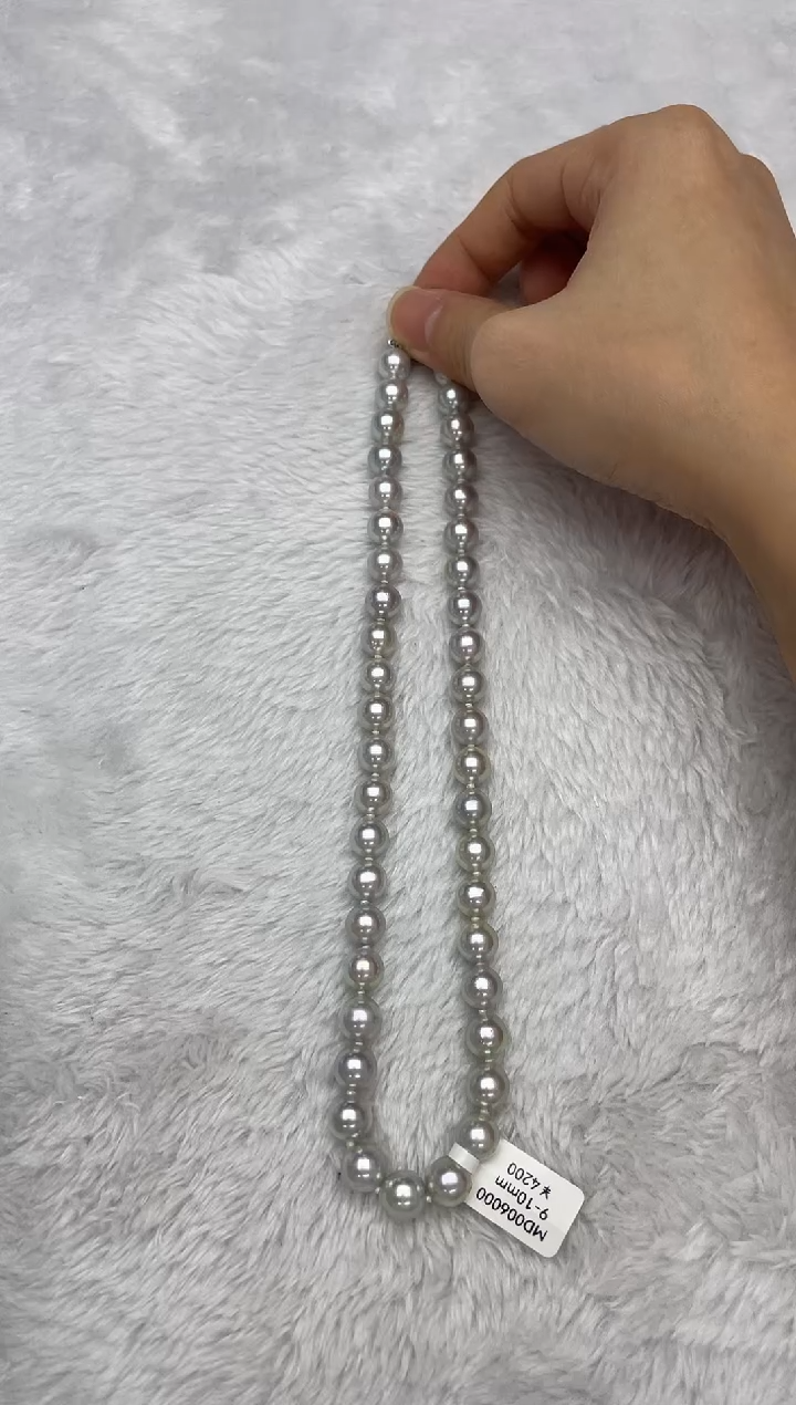 项链银S925镶嵌海水珍珠AK真多麻9-10mm