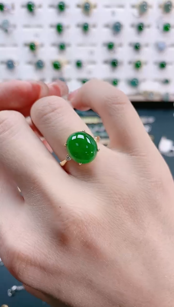 【闪购商品】翡翠戒指银S925镶嵌天然翡翠