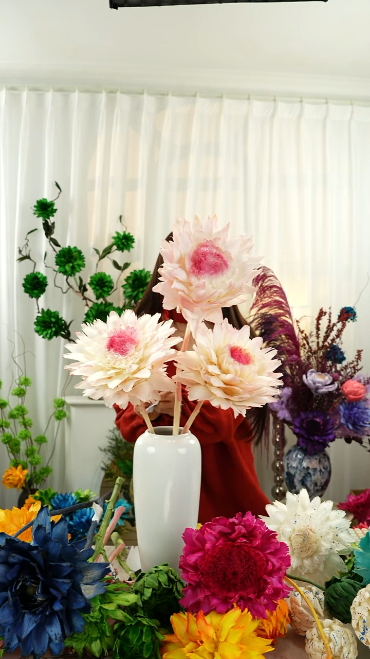 永生花霸王花3个头叶片有伤【桃夭】A55