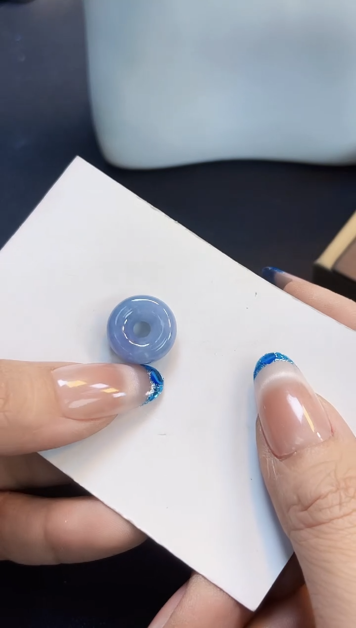 裸石翡翠吴晓梅21蓝紫甜甜圈15.1*5.7