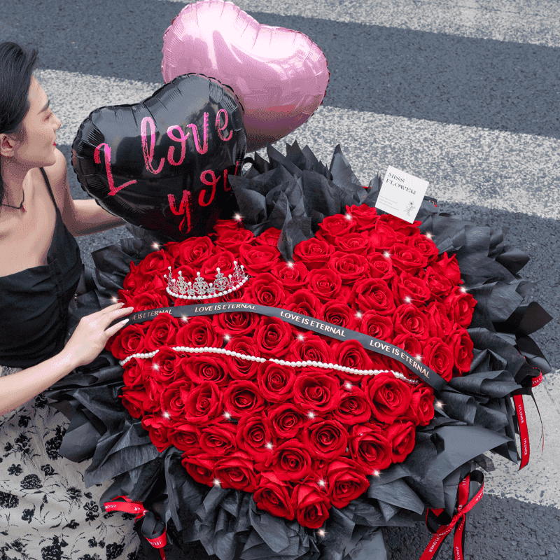 【爱意汹涌】99朵红玫瑰鲜花表白告白神器同城配送女友生日礼物求婚