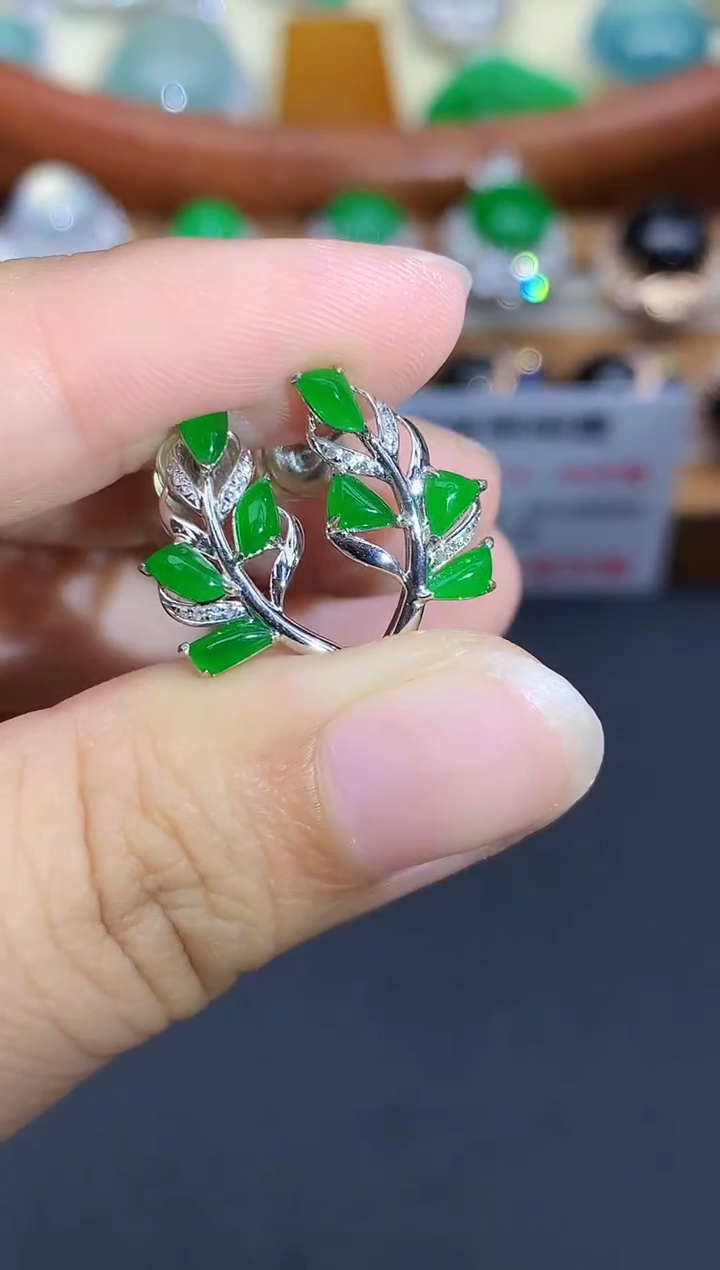 18K金镶嵌翡翠耳饰468-中国好珍宝