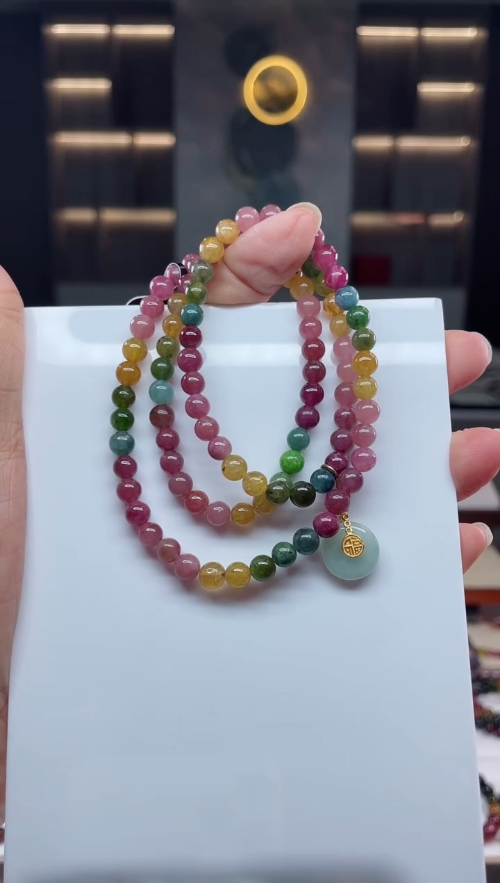 三圈手串未镶嵌碧玺（多样性发一条）Q