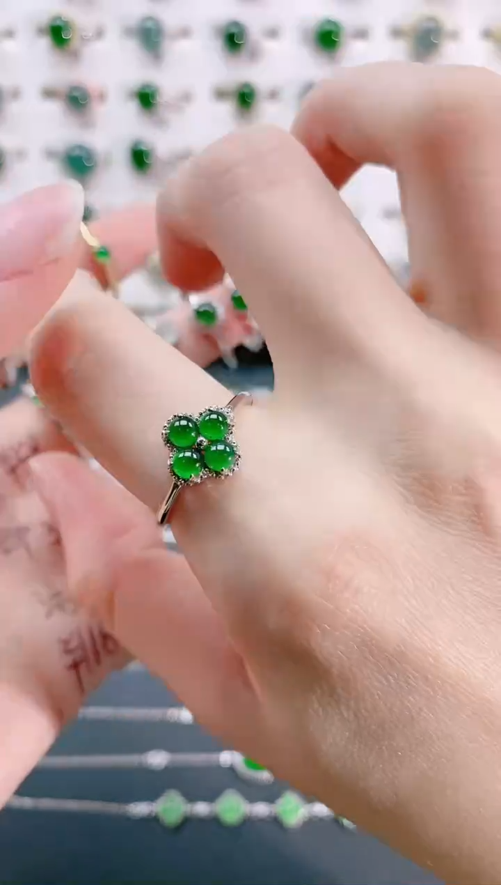 【闪购商品】翡翠戒指银S925镶嵌天然翡翠