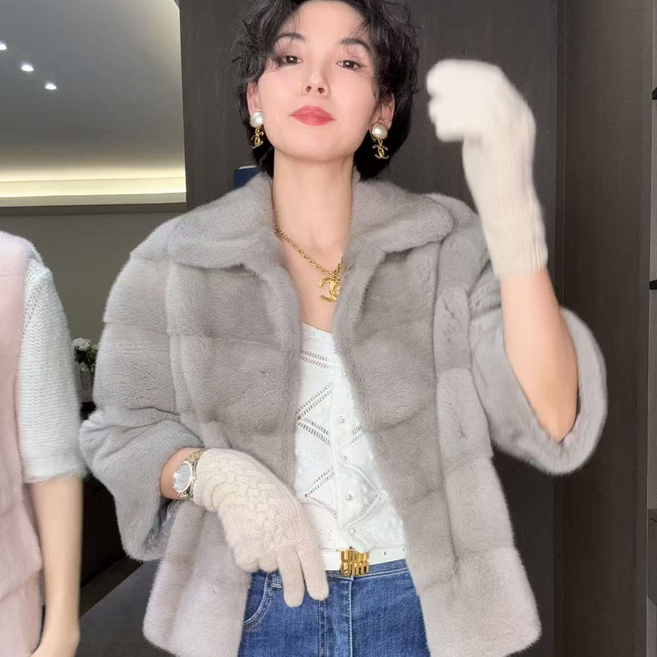 Daily romance25冬暖暖的法式山羊绒驼色手套