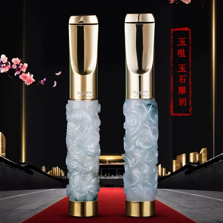 zobo正牌烟嘴雕刻天然翡翠循环型可清洗过滤嘴净烟具高档送礼佳品