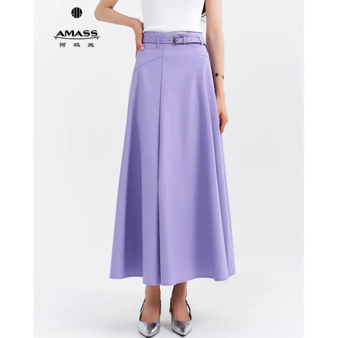 阿玛施/AMASS新款高腰时尚百搭质感半身裙5200444-4226164