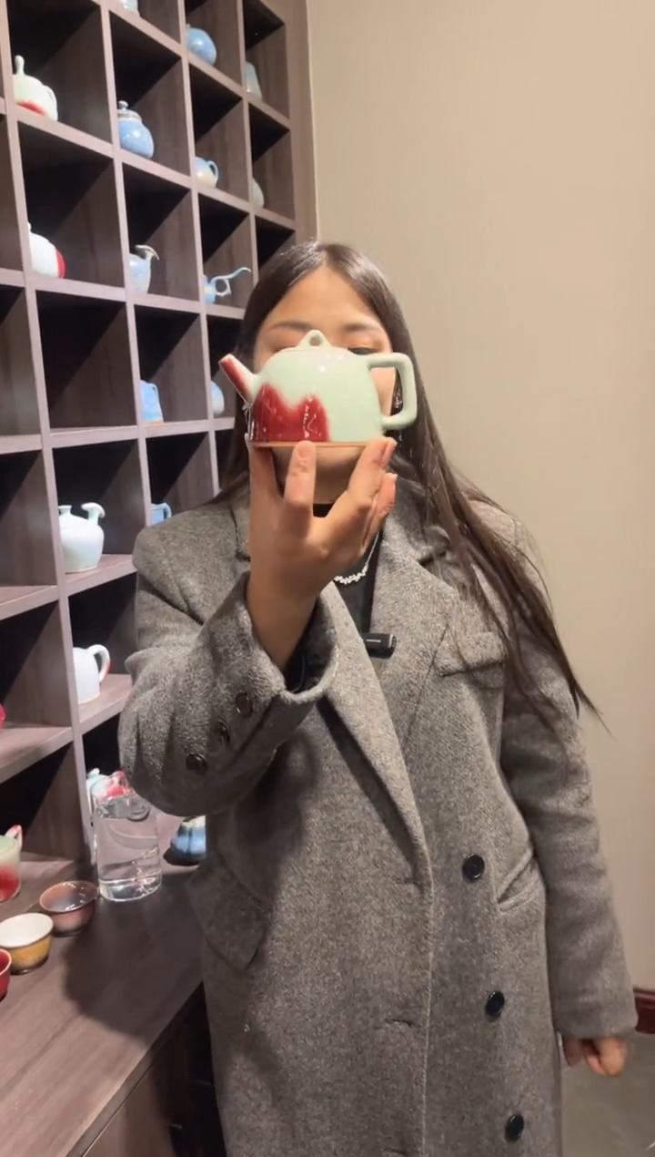 【闪购商品】瓷片钧尚源天青釉色芳华石瓢