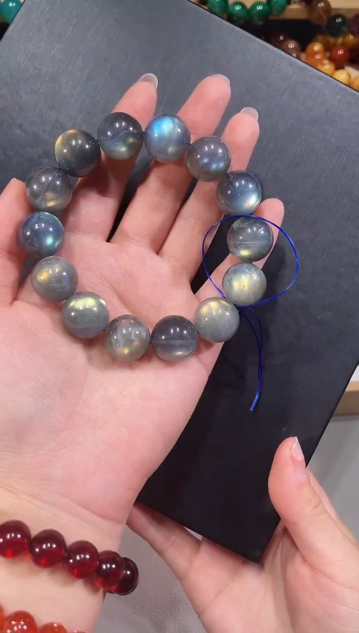 未镶嵌手链长石A012灰月光手链16