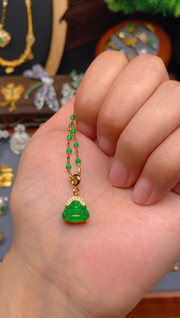 【闪购商品】翡翠吊坠(不含链)银S925镶嵌佛公万能扣