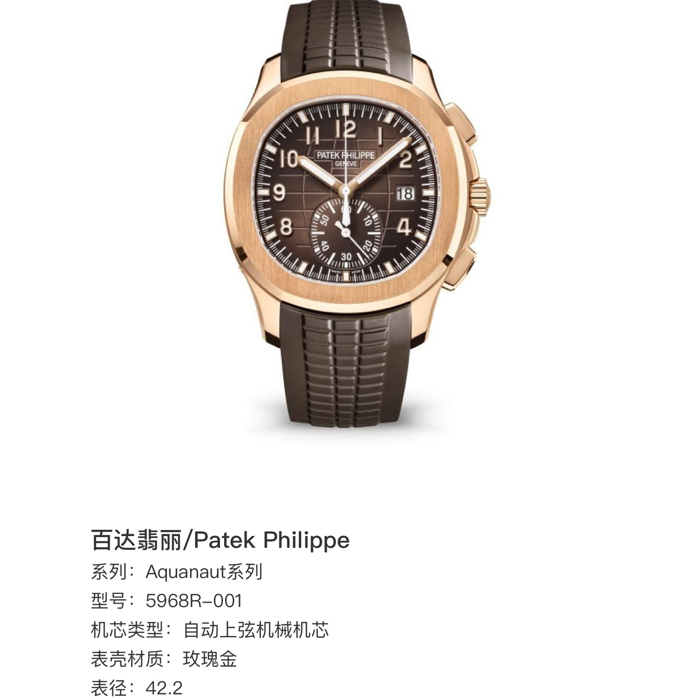 全新未使用 Patek Philippe/百达翡丽 5968R-001 42.2mm 25年全新