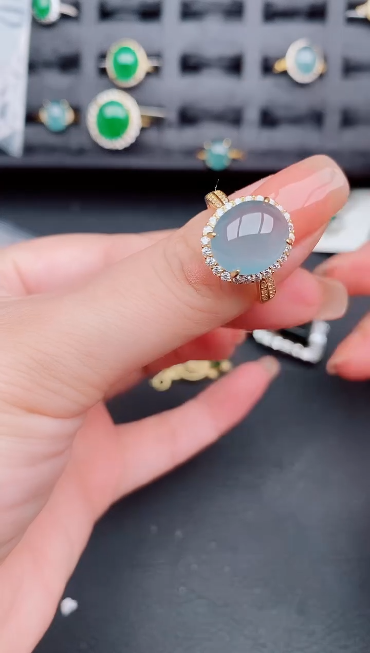 翡翠戒指银S925镶嵌天然a货翡翠525