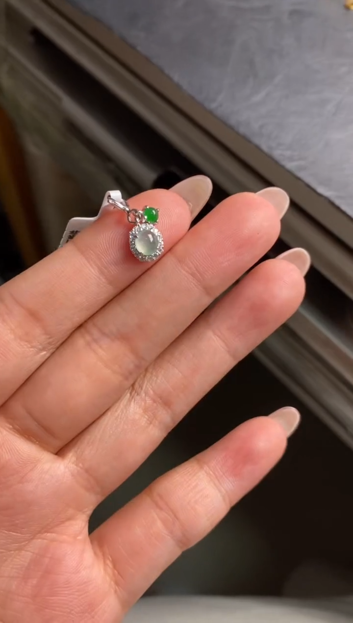 银S925镶嵌戒指翡翠天然A货翡翠