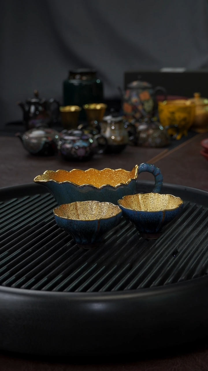 【闪购商品】杯【宜景窑天目釉蓝釉鎏金】公道+2水上漂